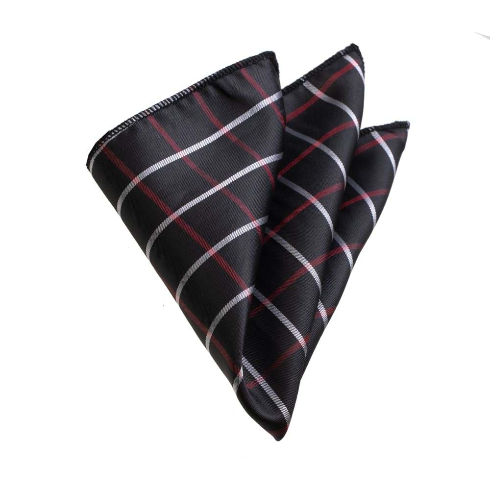 Black Red Squares Pocket Square