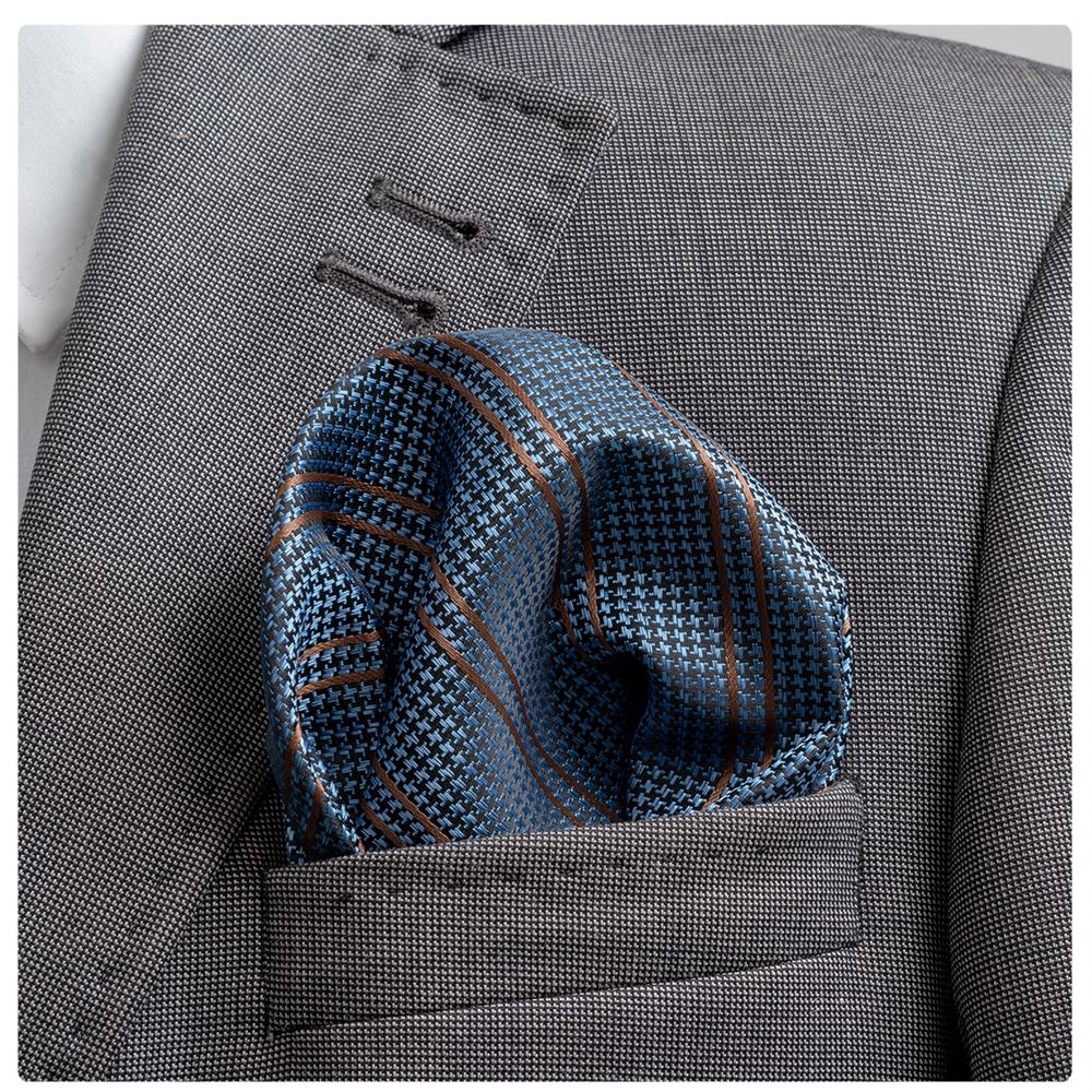 Blue Striped Pocket Square