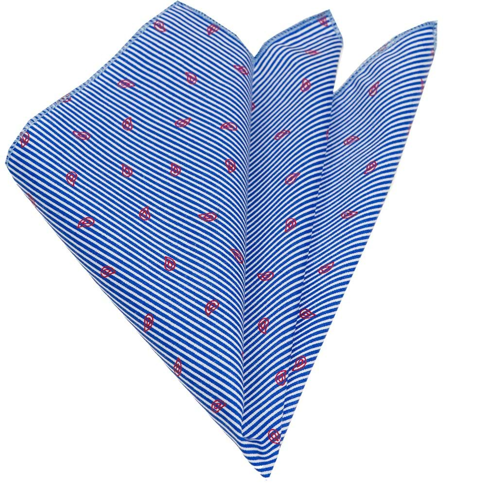 White Red Striped Pocket Square