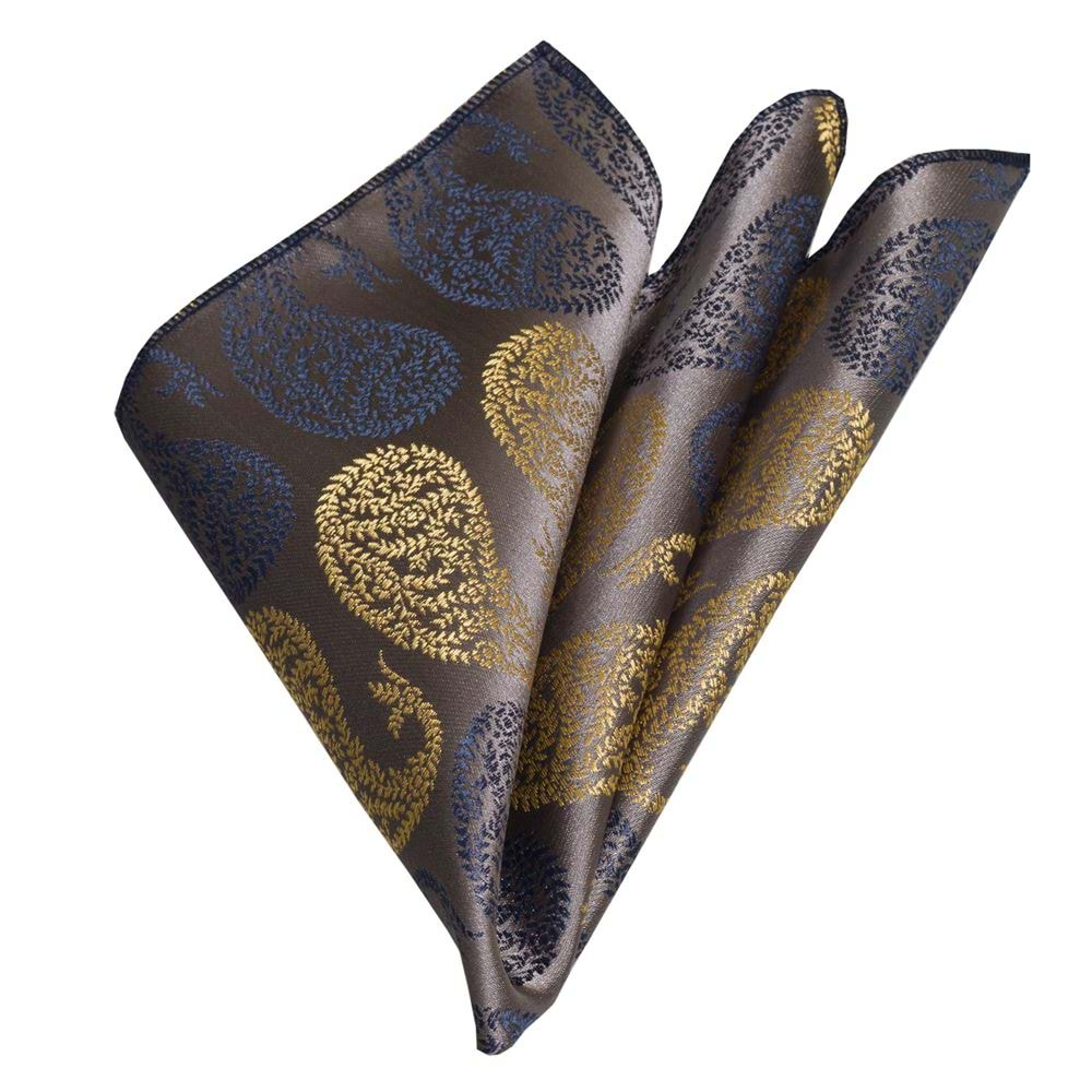 Gold Navy Paisley Pocket Square