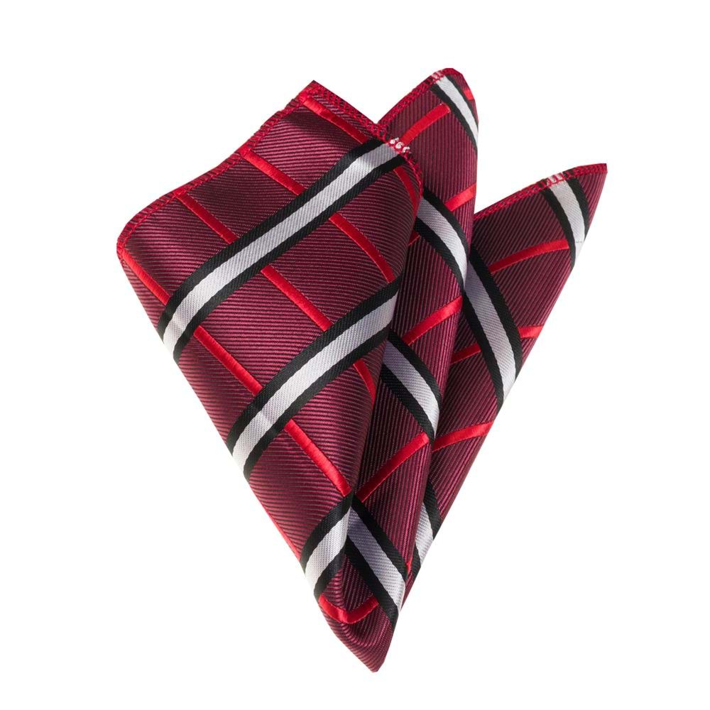 Burgundy White Plaid Pocket Square