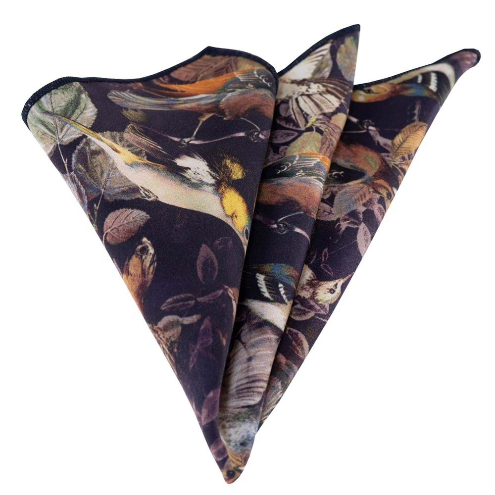 Brown Beige Bird Designer Handkerchief