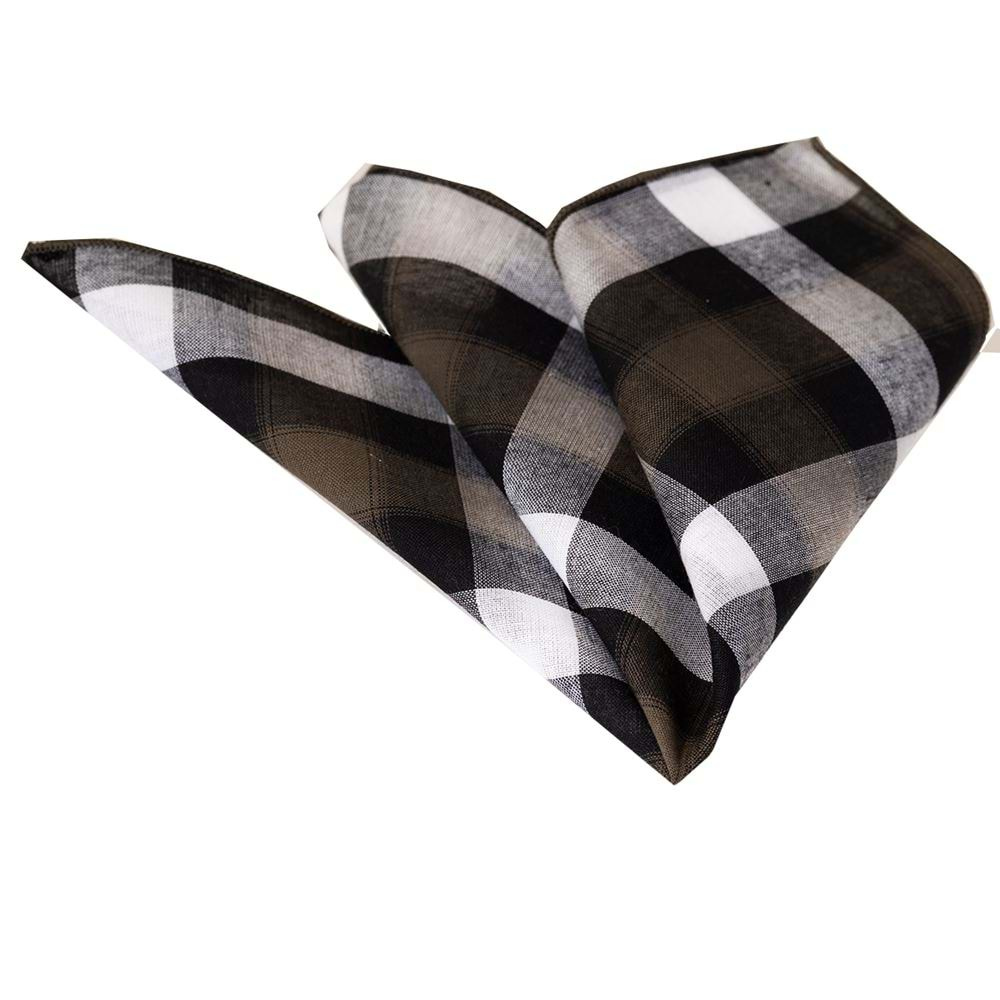 Green Black White Plaid Check Breathable Handkerchief