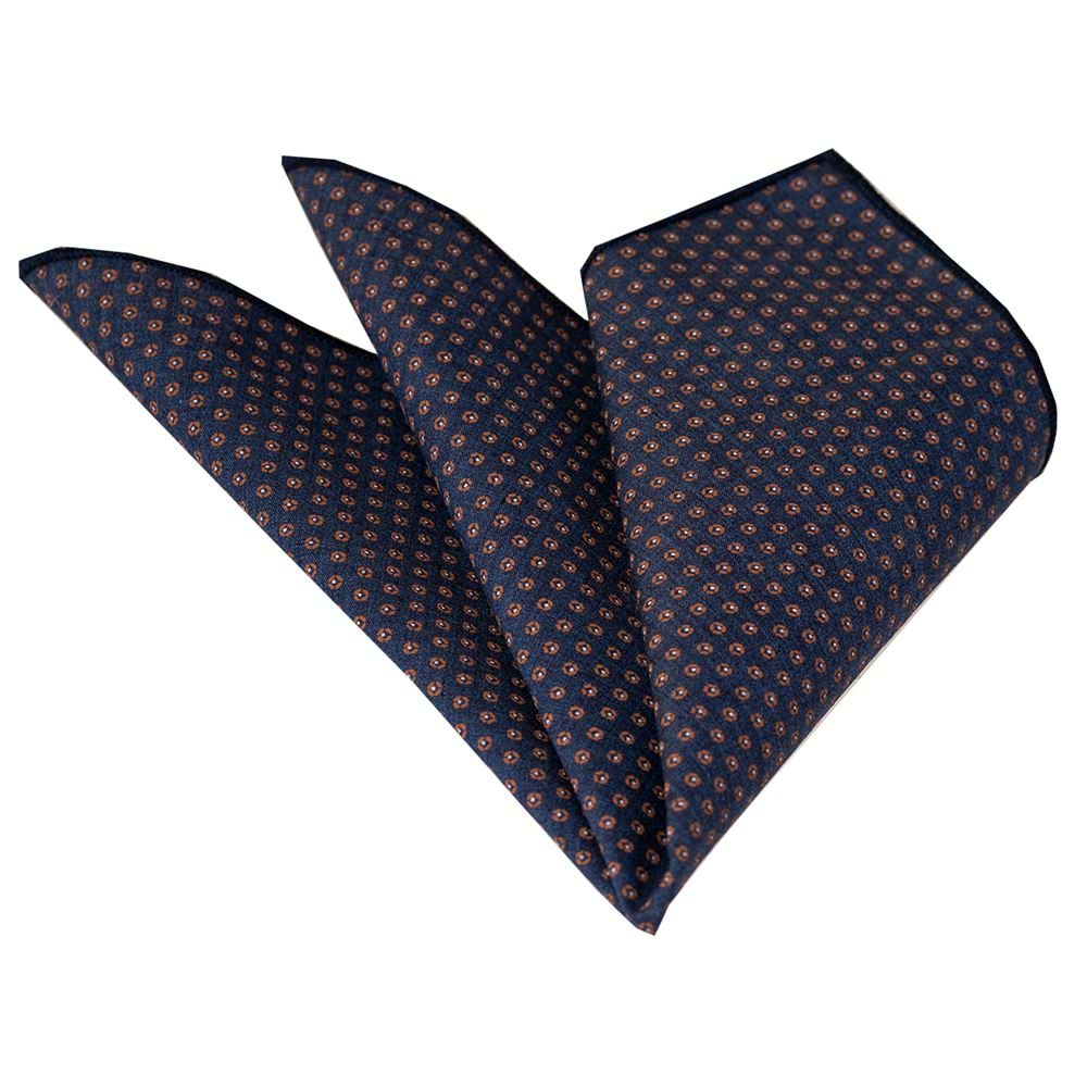 Navy Blue Pattern Printed Cotton Handkerchief