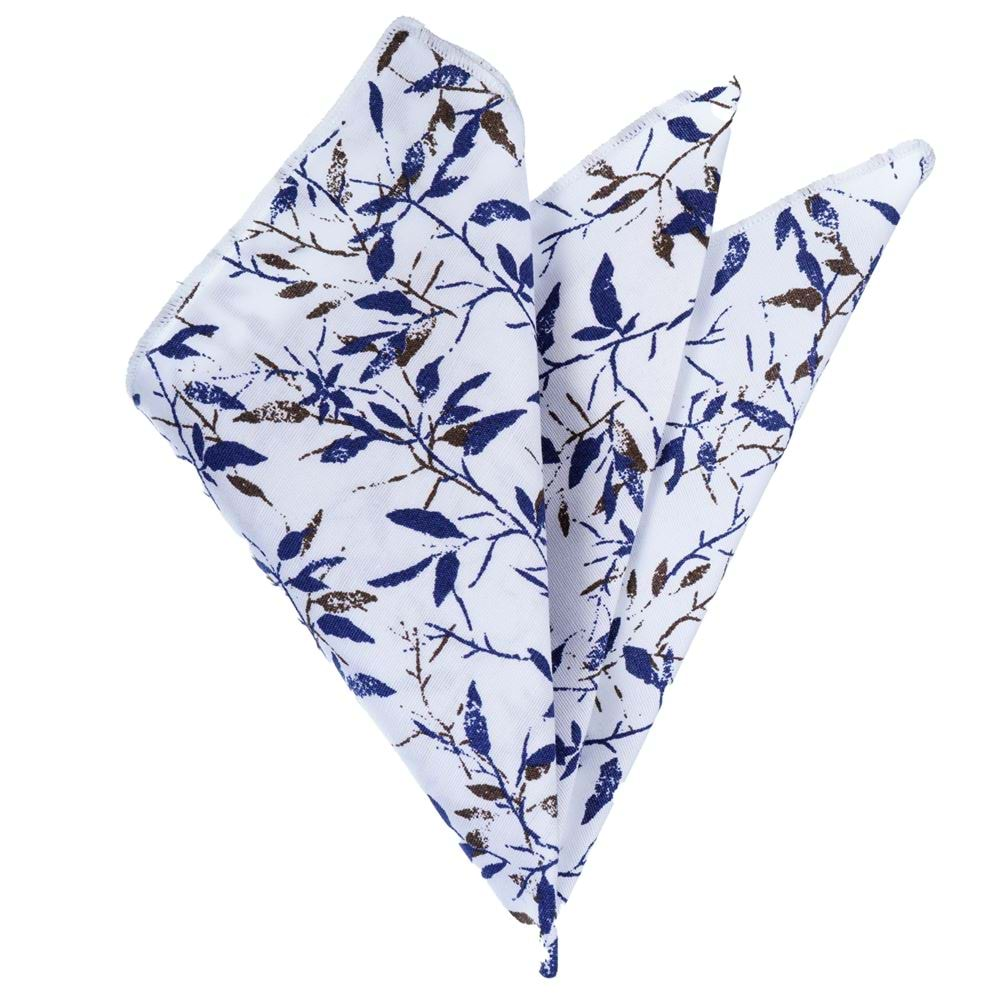 Blue and Brown Leaves Pocket Square