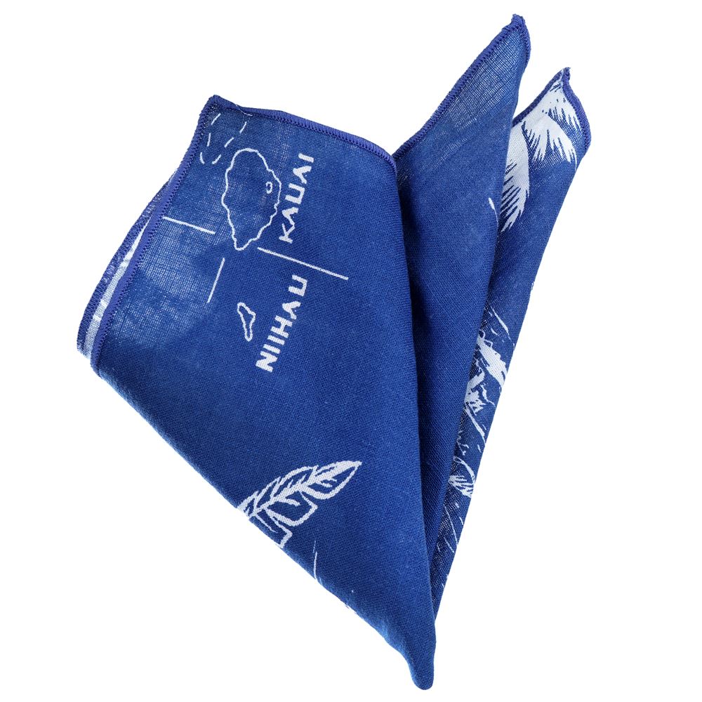 Indigo Blue Hawaiian Pocket Square