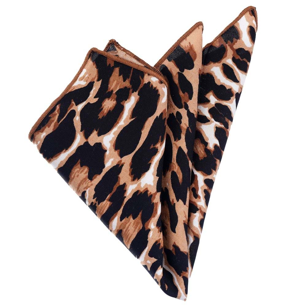 Black Brown Beige Leopard Pocket Square