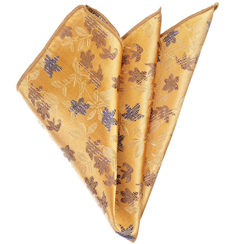 Golden Floral Jacquard Pocket Square