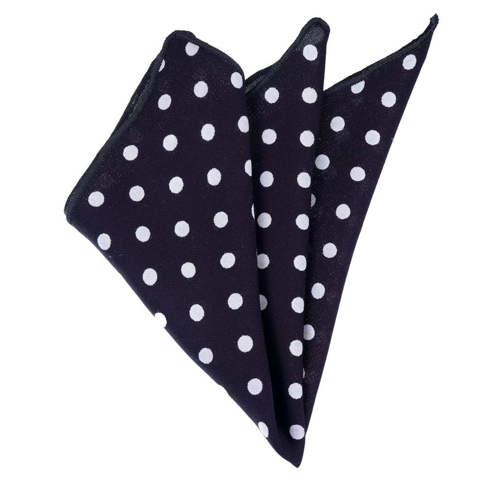 Black White Polka Dot Viscose Pocket Square