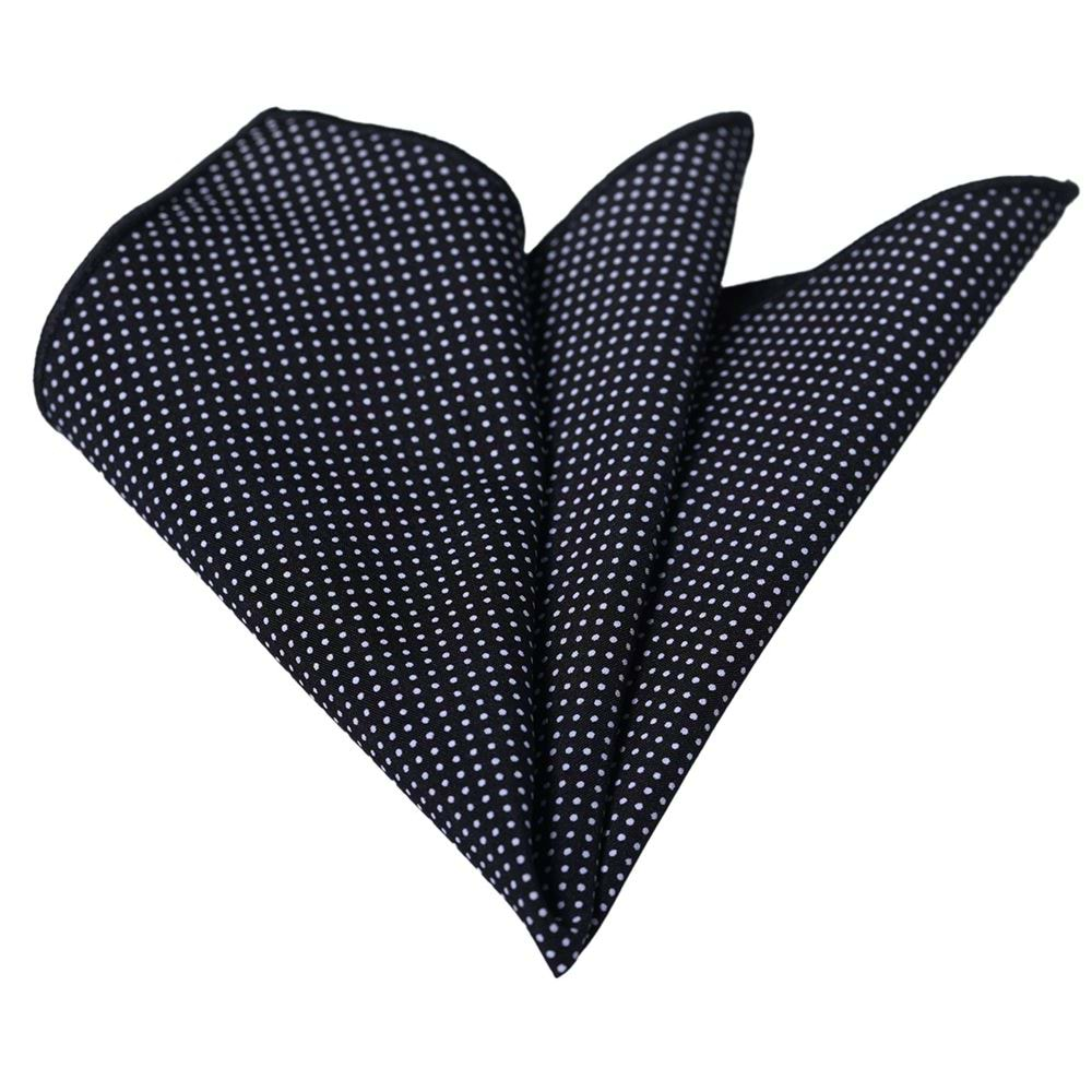 White Polka dot on Black Cotton Pocket Square