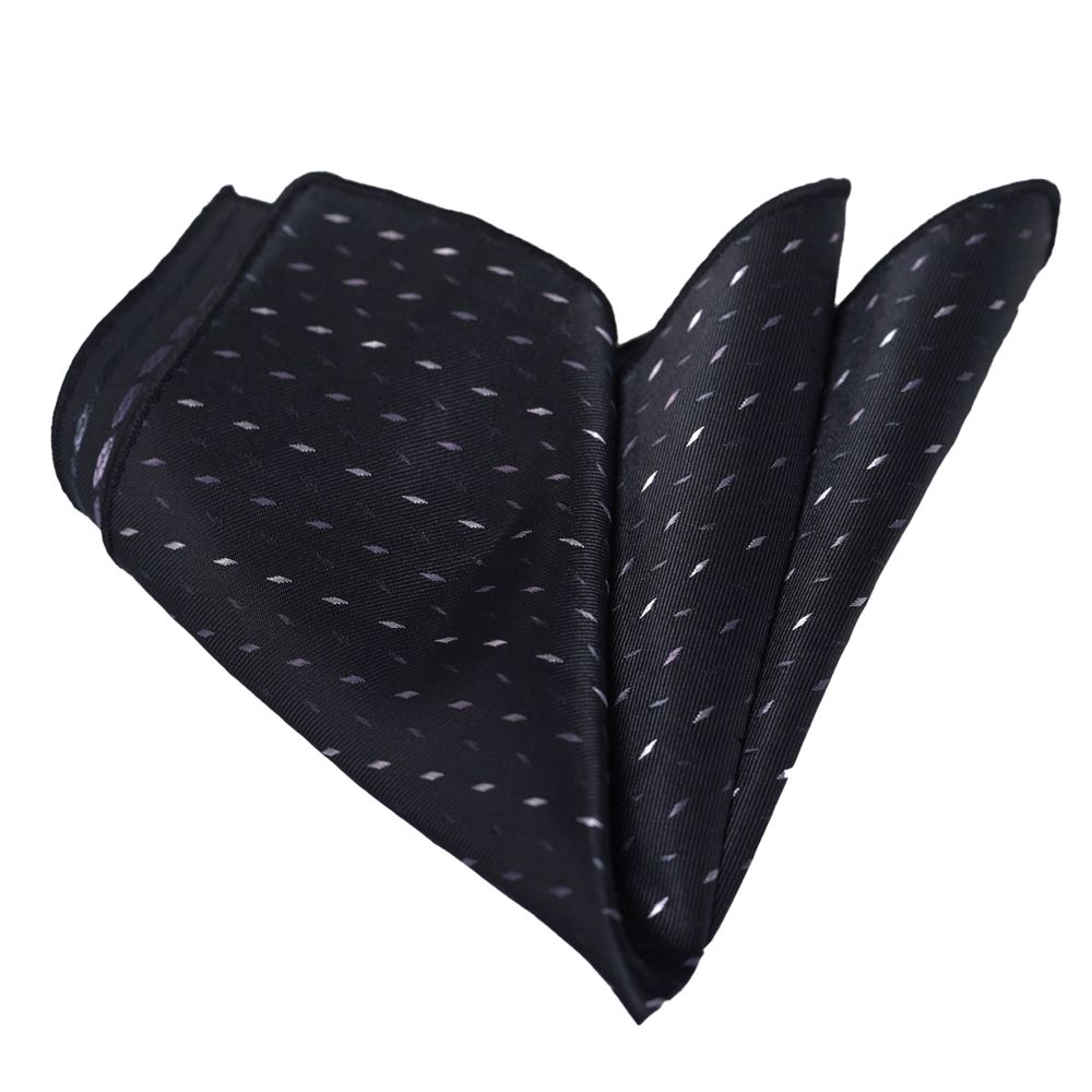 Gray on Black Designer Pocket Square