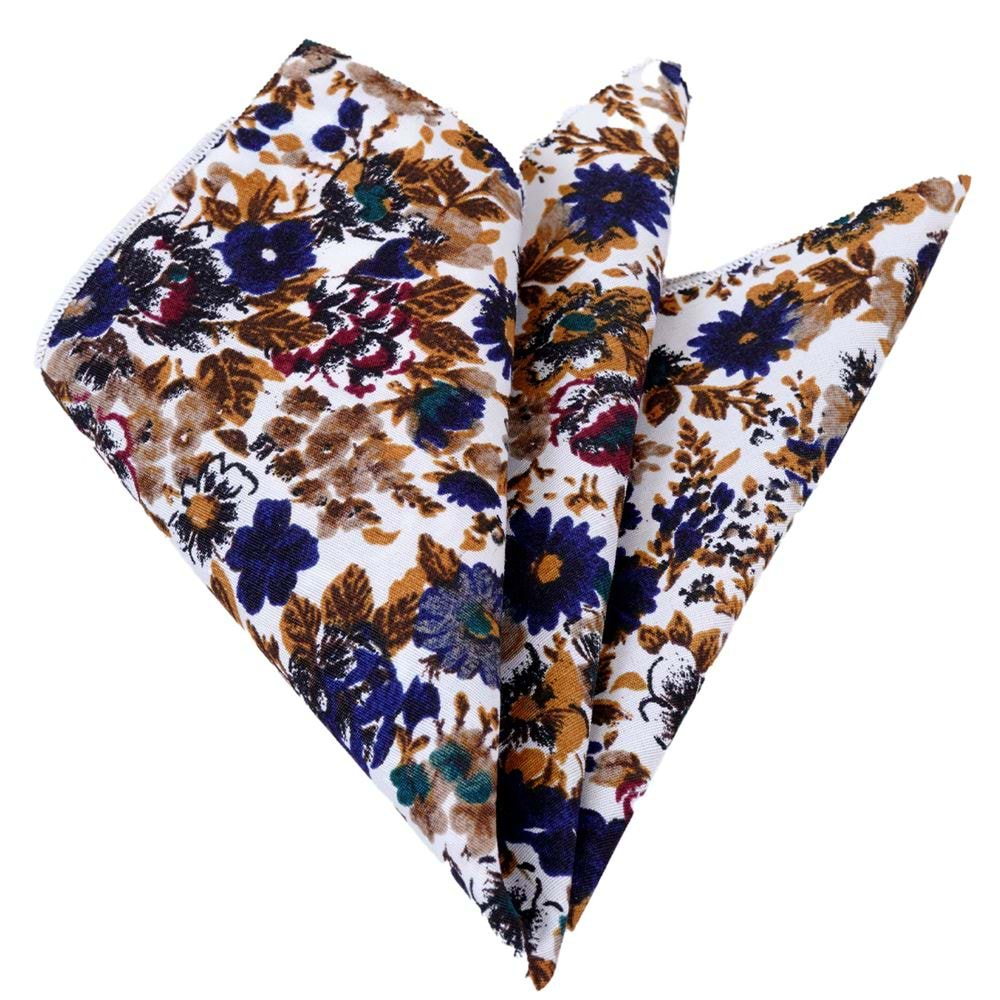 White and Colorful Floral Pocket Square