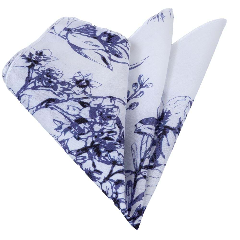 White Purple Watercolor Pocket Square