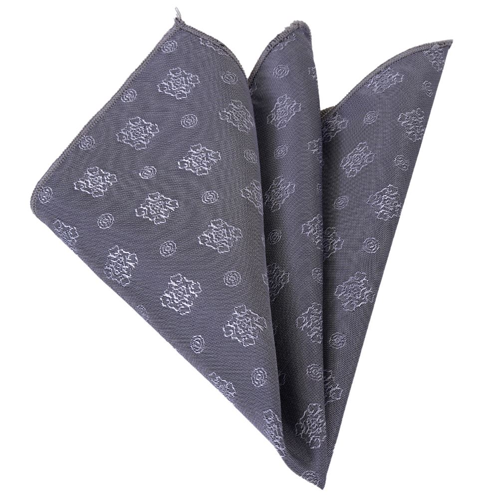 Gray Silver Floral Pocket Square