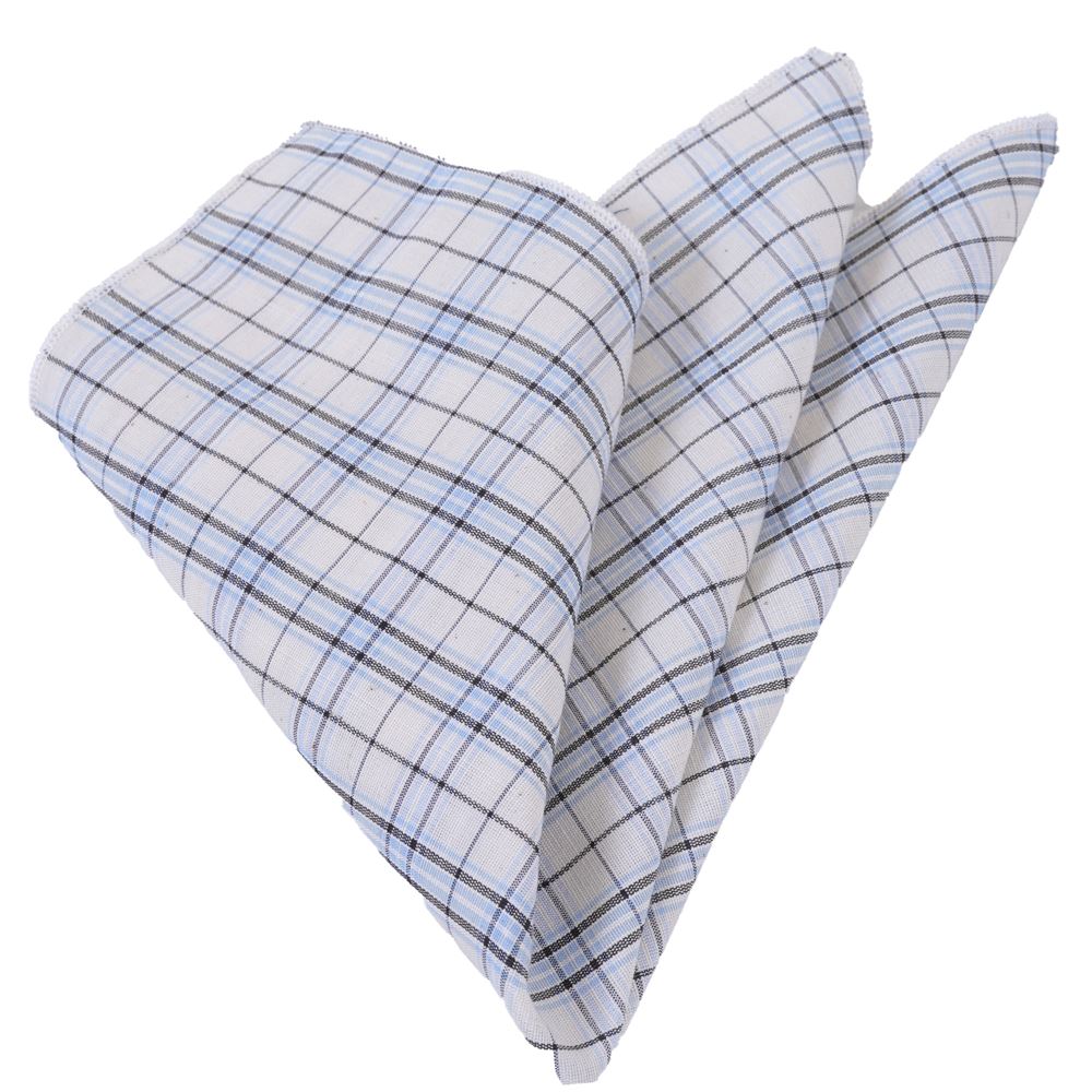 Blue White Plaid Pocket Square