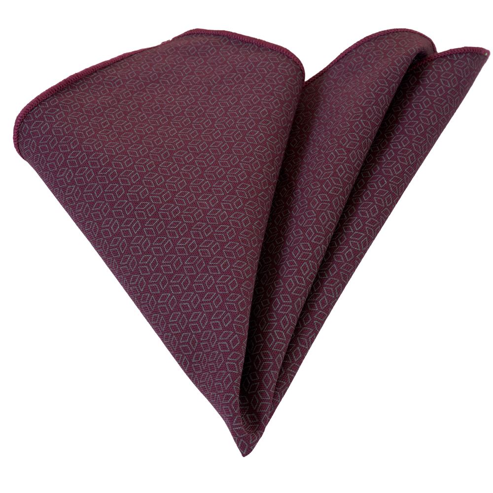 Burgundy Geometric Pocket Square