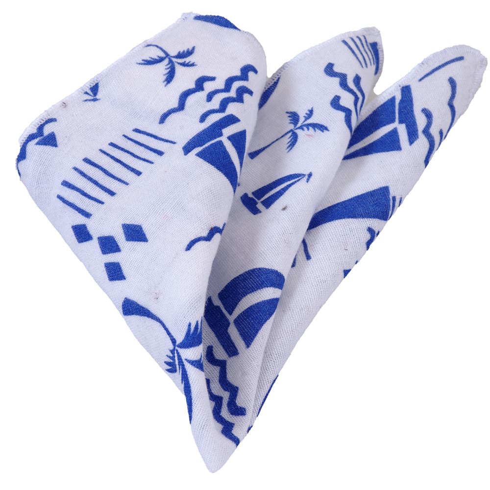 Blue White Sailor Pocket Square