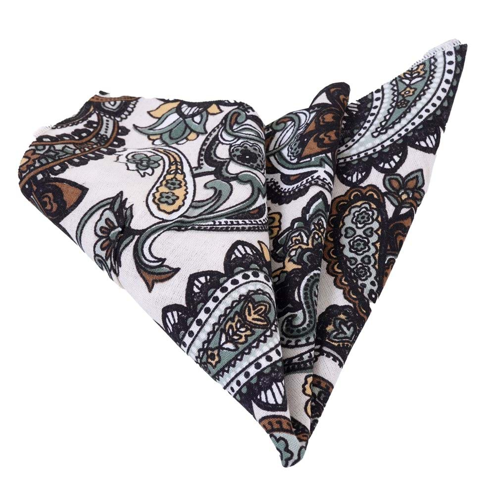 Beige Paisley Pocket Square