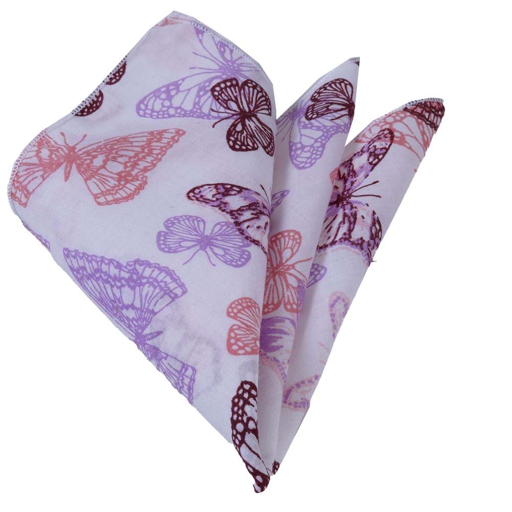 Lilac Burgundy Butterfly Pocket Square