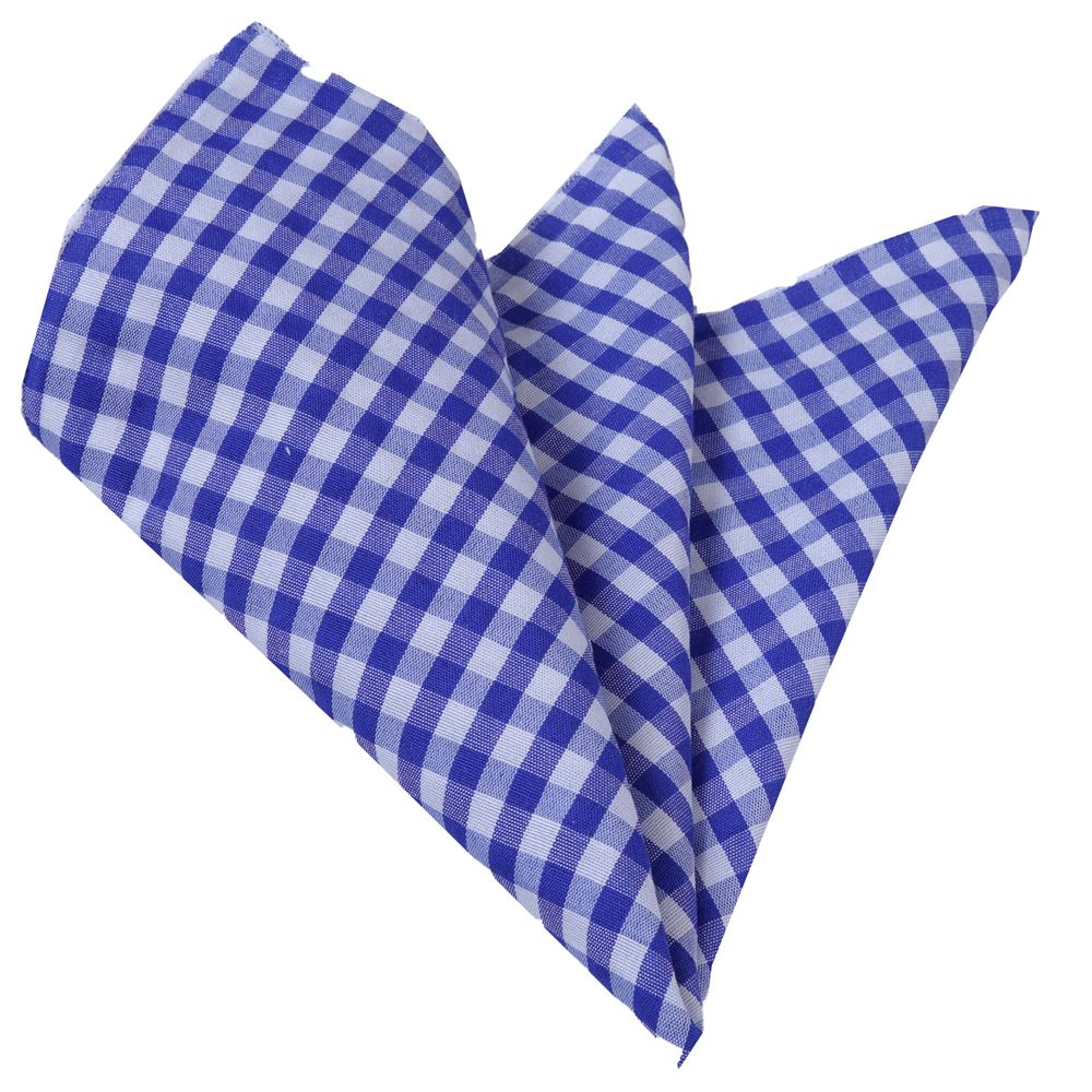 Royal Blue White Squares Pocket Square