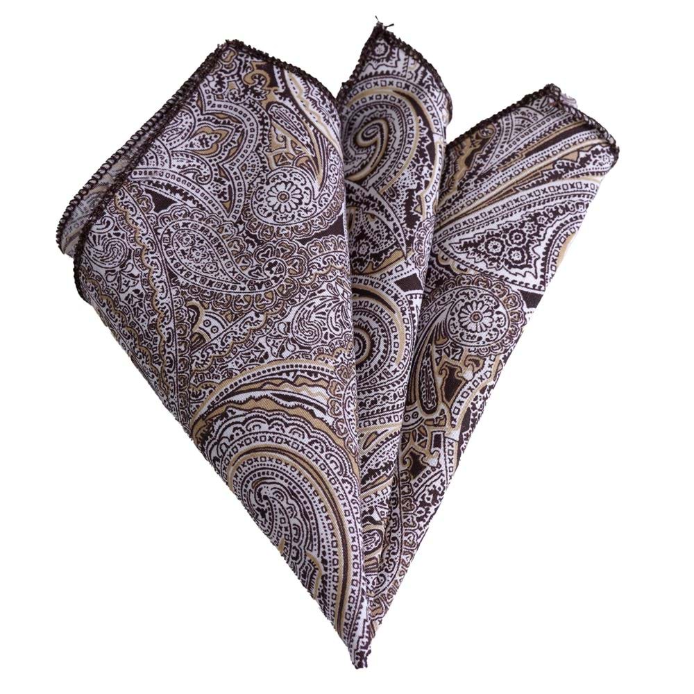 Brown Cream White Shawl Patterned Cotton Collar Handkerchief