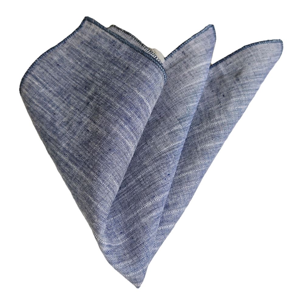 Blue Linen Pocket Square