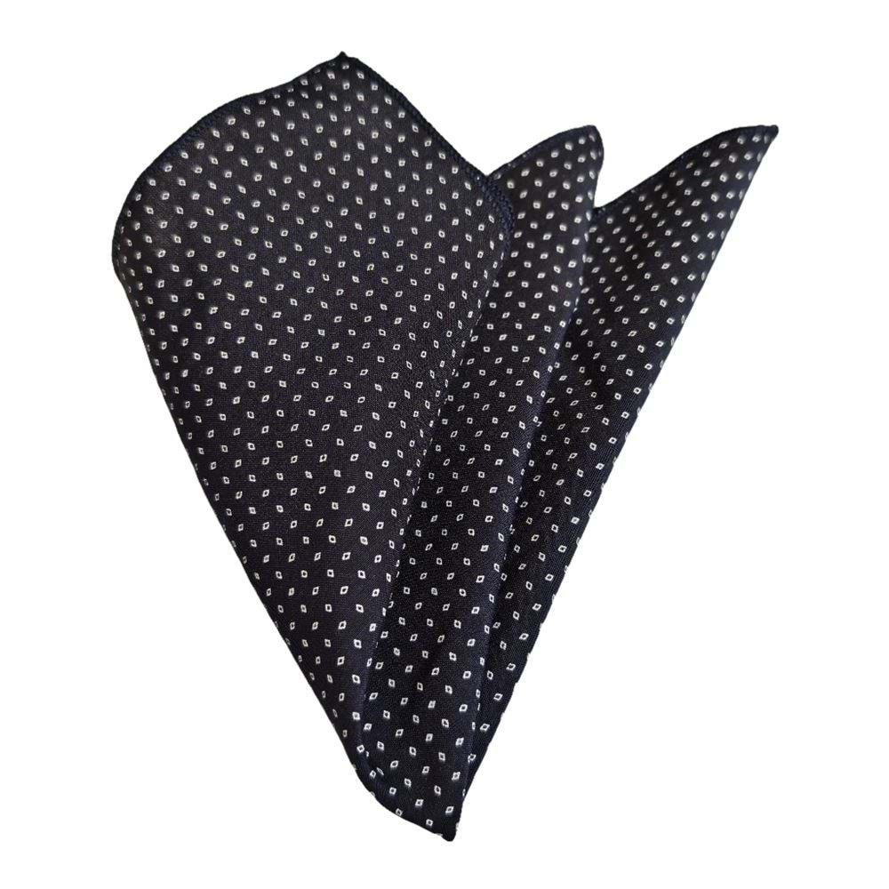Navy White Geometric Pocket Square