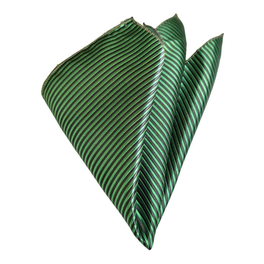 Green and Black Striped Pocket Square