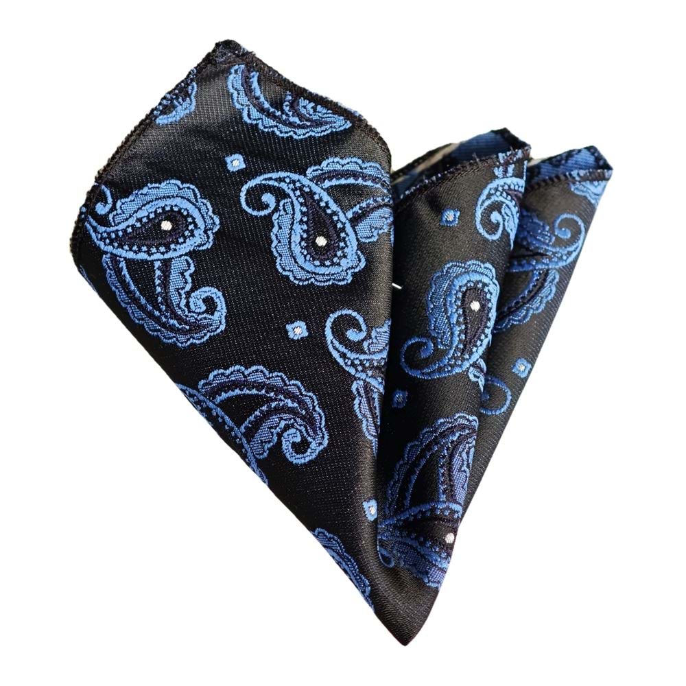 Black Wihte Paisley Pocket Square