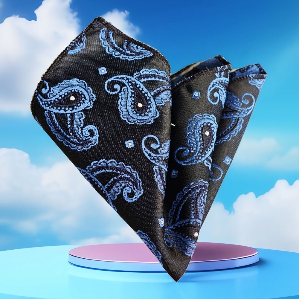 Black Wihte Paisley Pocket Square