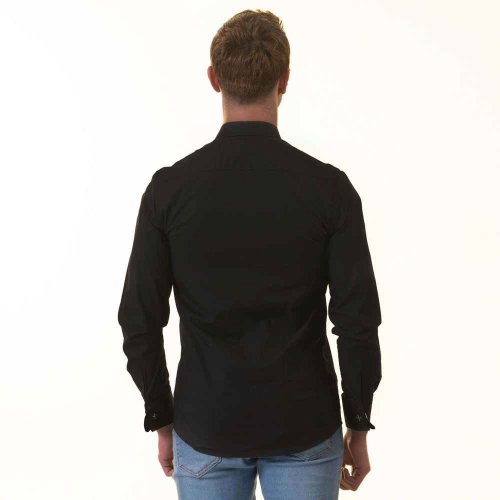 Black Classic French Cuff Shirt