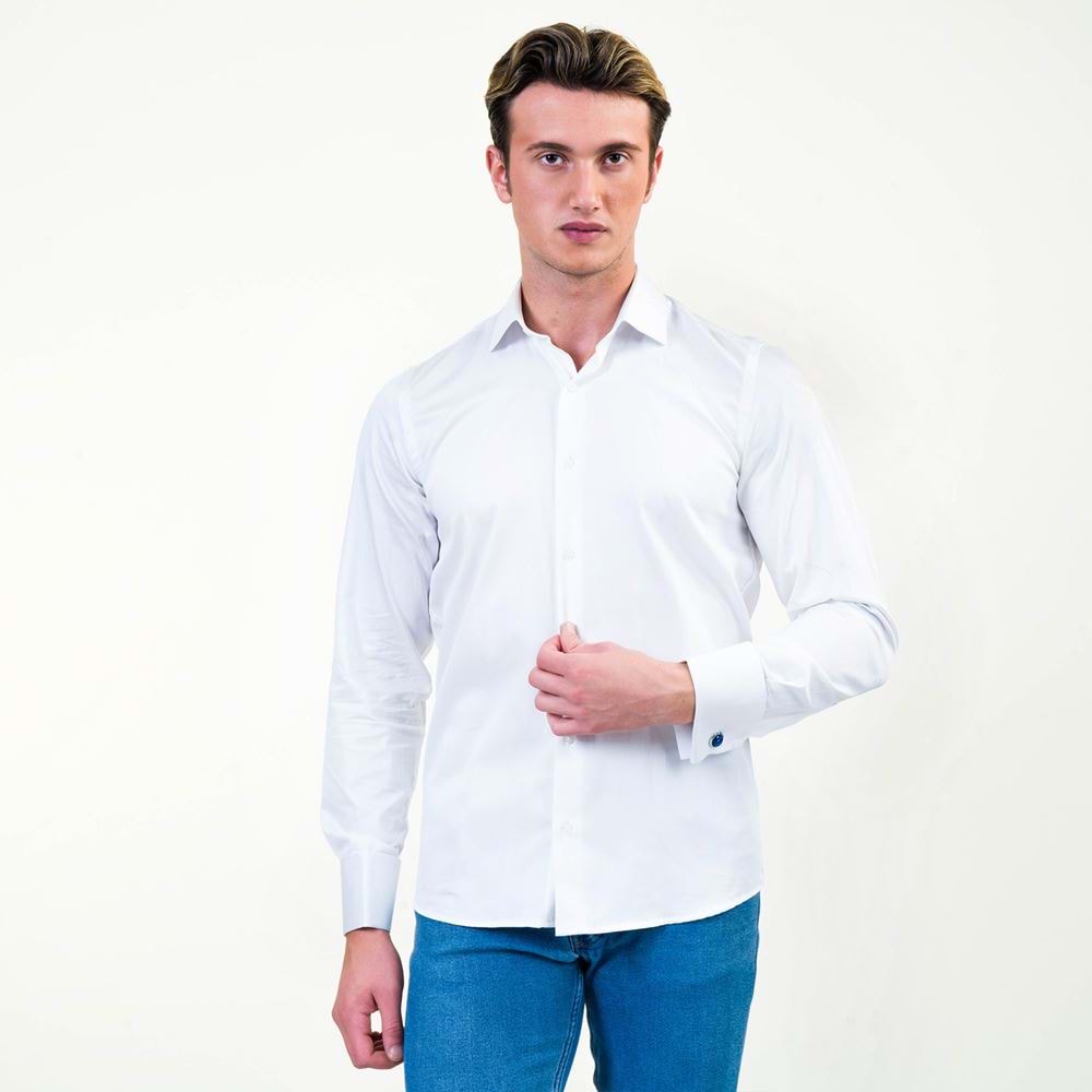 White Classic French Cuff Shirt