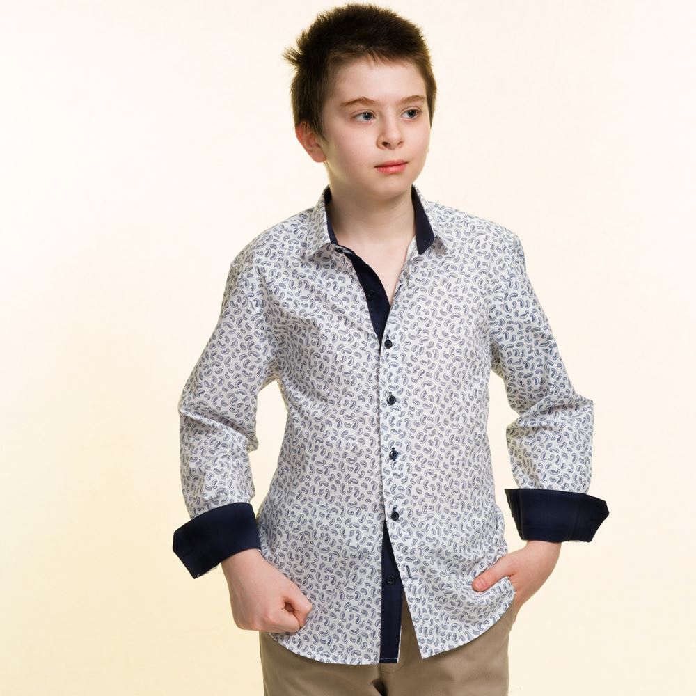 White Paisley Kids Dress Shirt