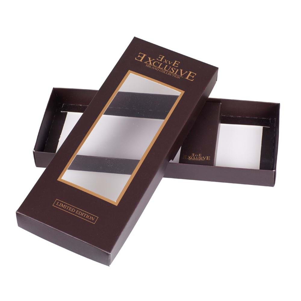 Black White Striped Tie and Pocket Square Set in Box