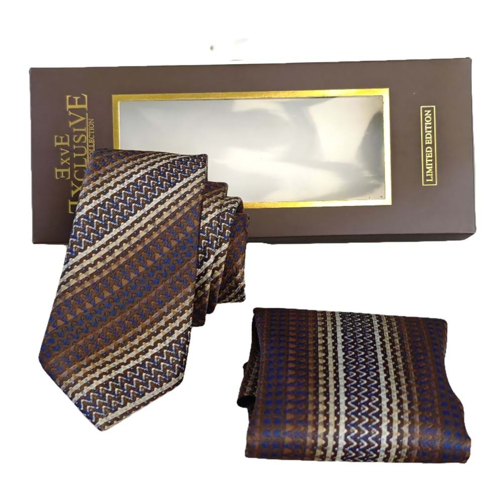 AQ Tie and Pocket Square Set in Box