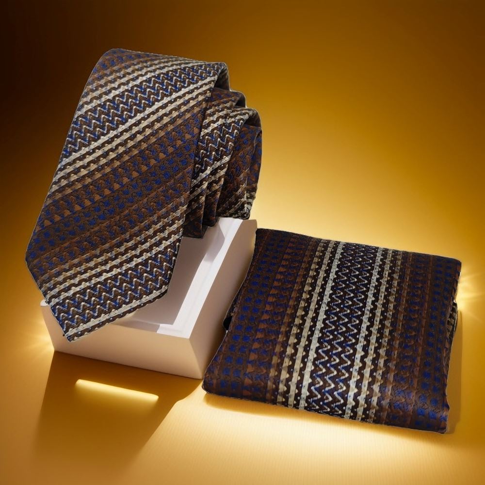 AQ Tie and Pocket Square Set in Box