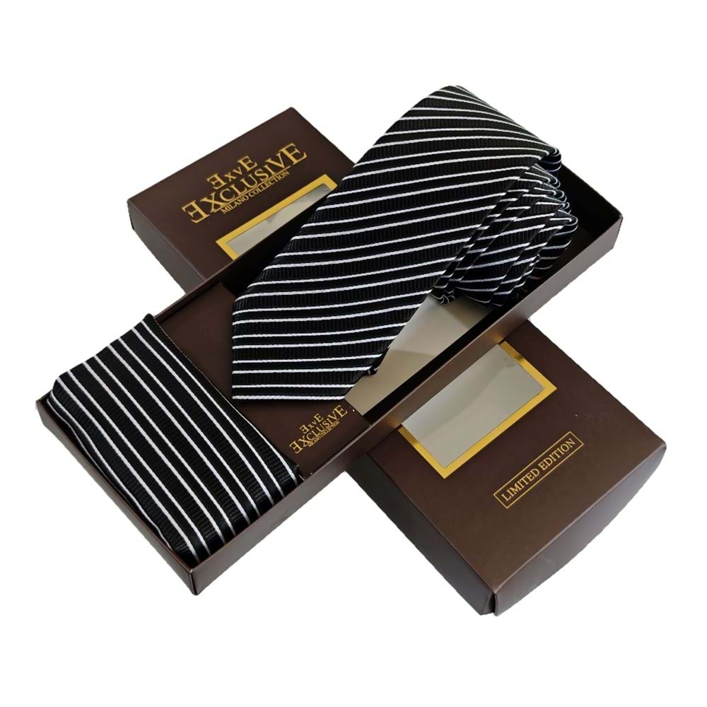 AQ Tie and Pocket Square Set in Box