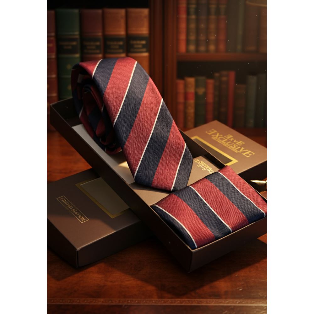 AQ Tie and Pocket Square Set in Box