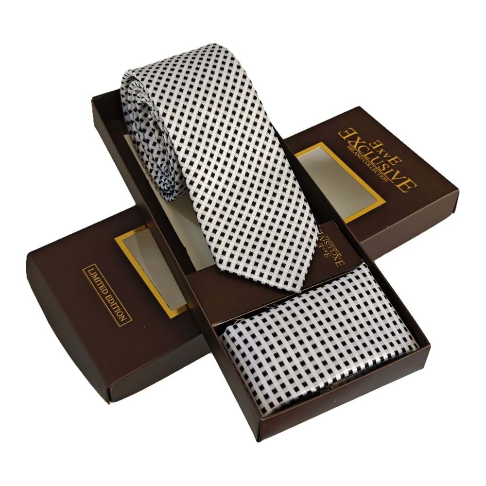 AQ Tie and Pocket Square Set in Box