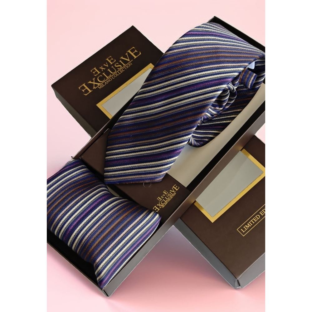 AQ Tie and Pocket Square Set in Box