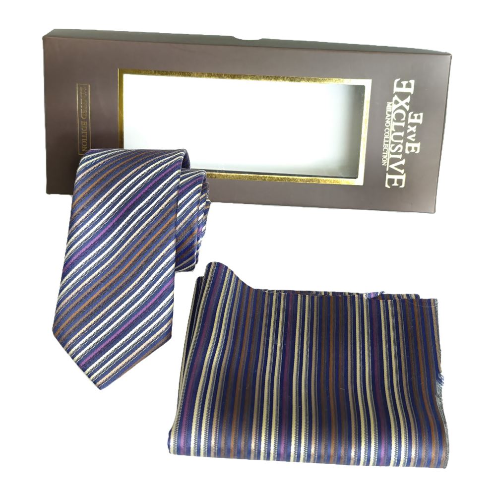 AQ Tie and Pocket Square Set in Box