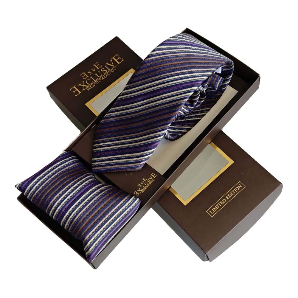 AQ Tie and Pocket Square Set in Box