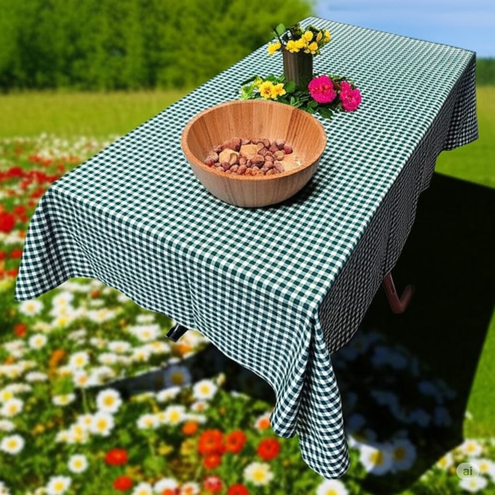 Green White Gingham Square table cover