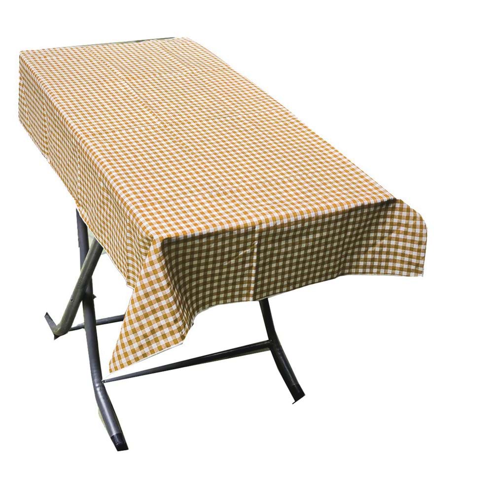 Mustard White Gingham 120 cm table cover