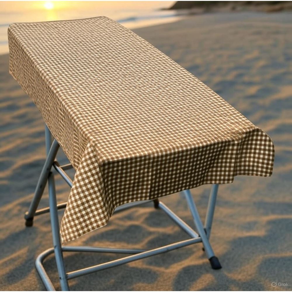 Mustard White Gingham 120 cm table cover