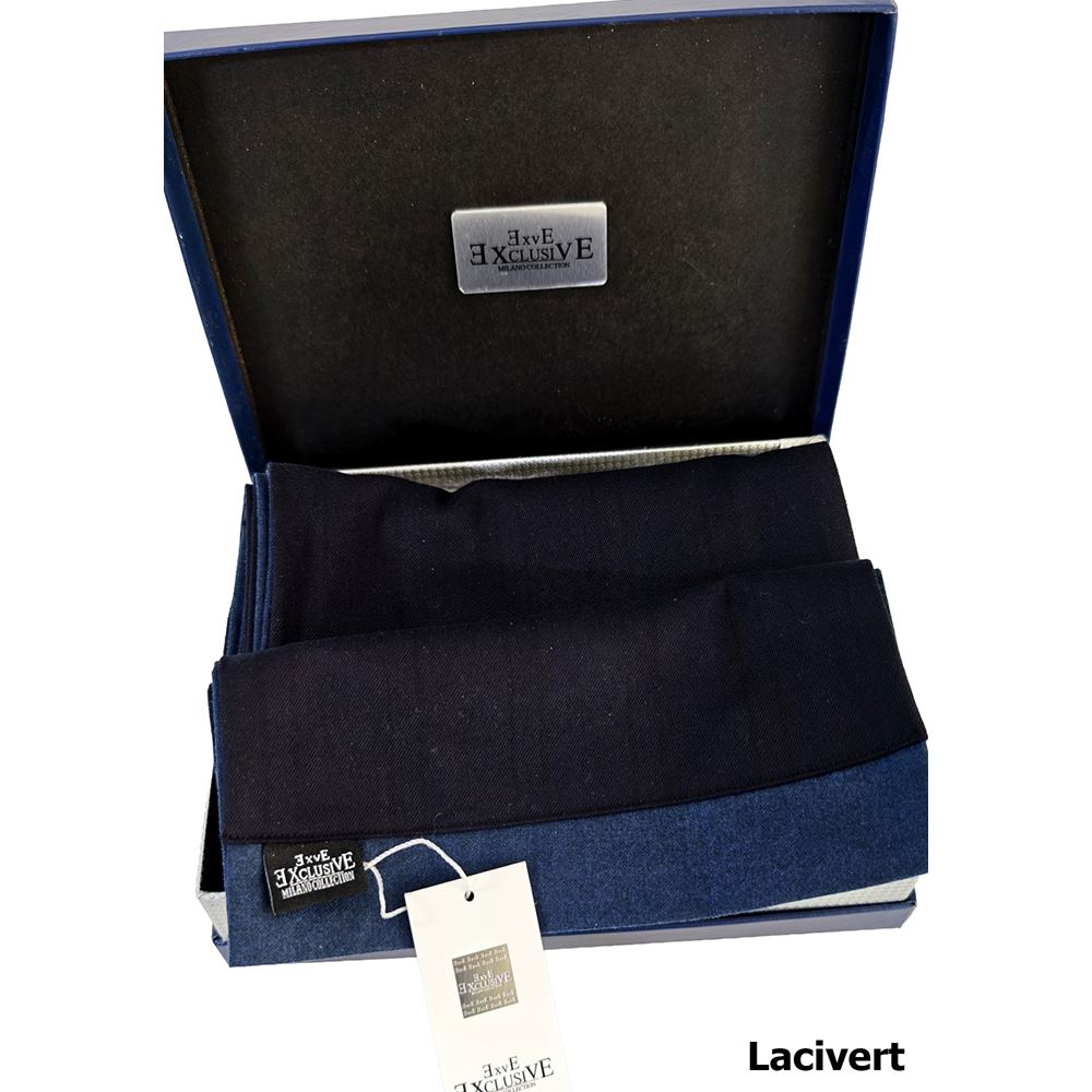 Navy Solid Mens Scarf with PU Leather Gift Box