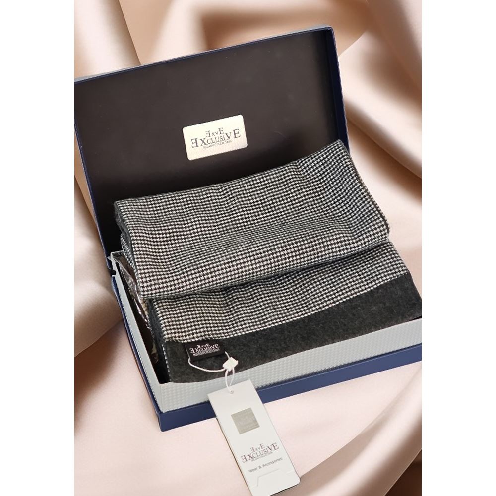 Dark Gray Crowbar Mens Scarf with PU Leather Gift Box