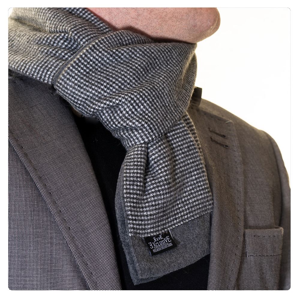 Dark Gray Crowbar Mens Scarf with PU Leather Gift Box