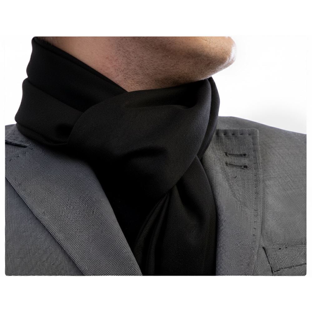 Black Solid Mens Scarf with PU Leather Gift Box