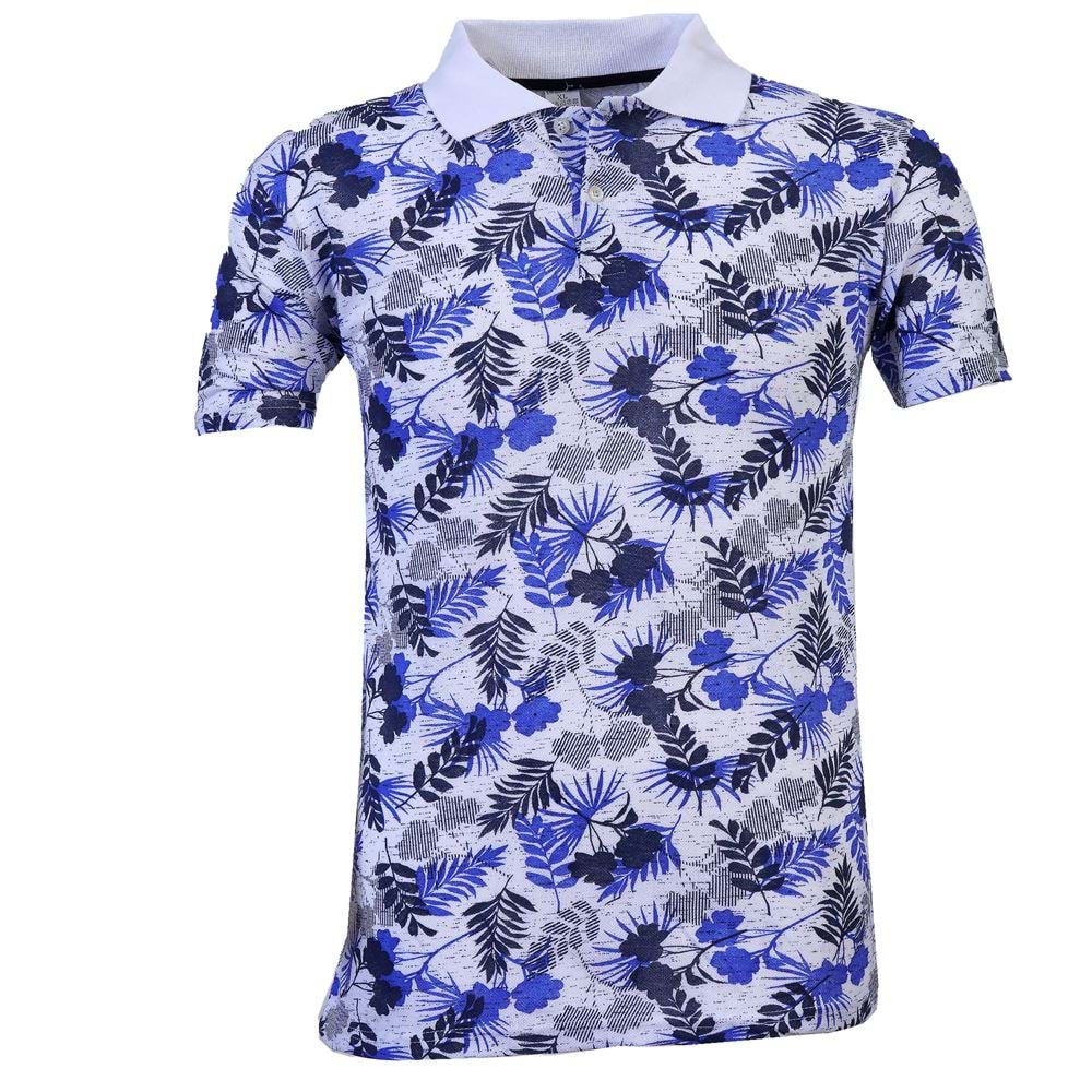 Dark Blue Hawaiian Designer Men's Polo Shirt